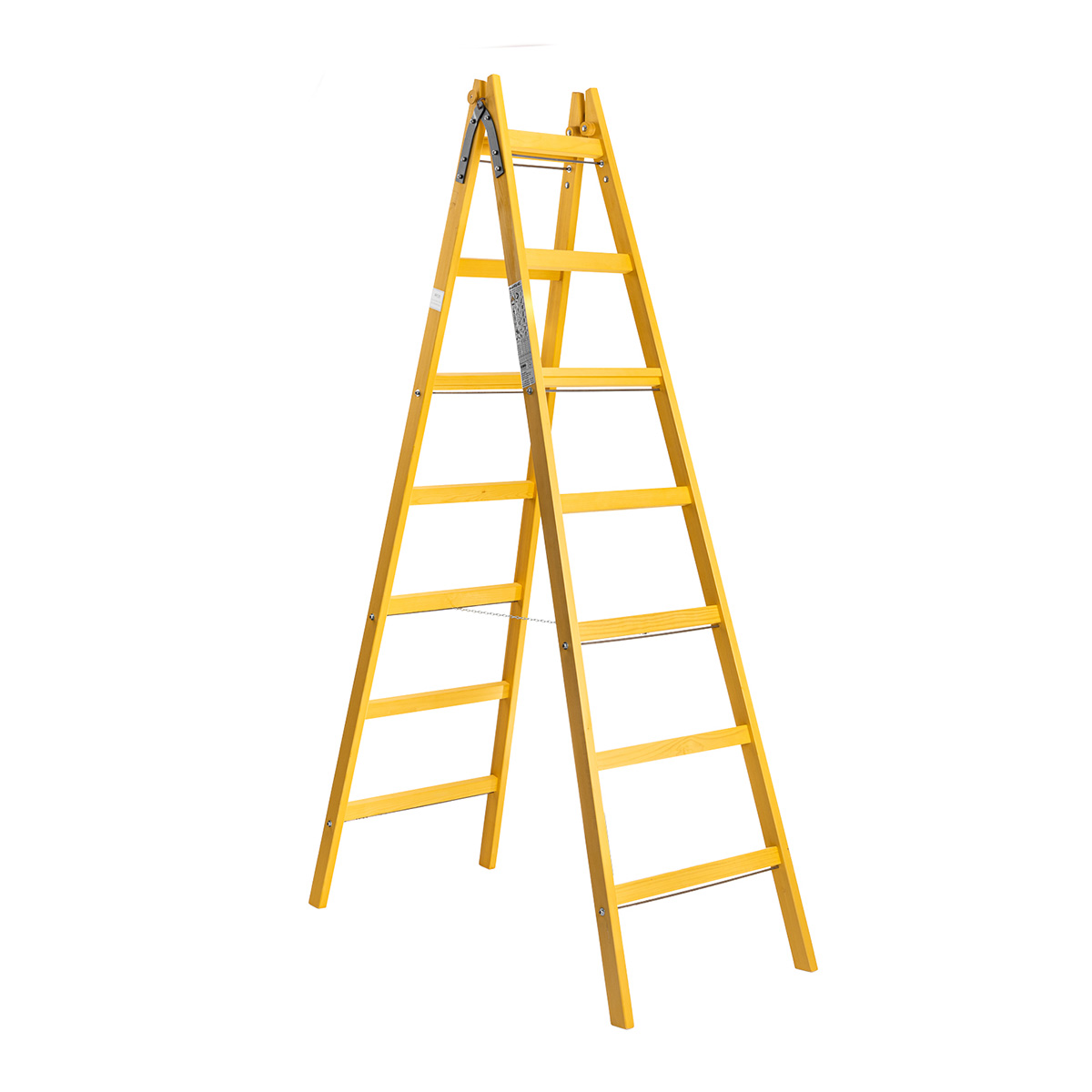Lesena dvokraka lestev 7 stopnic